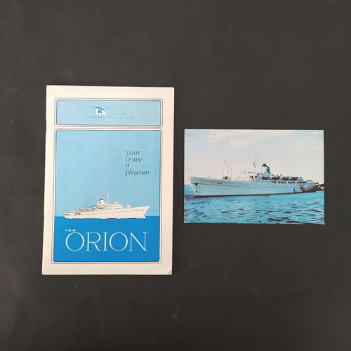 K-LINES TSS Orion brochure and postcard 1970s