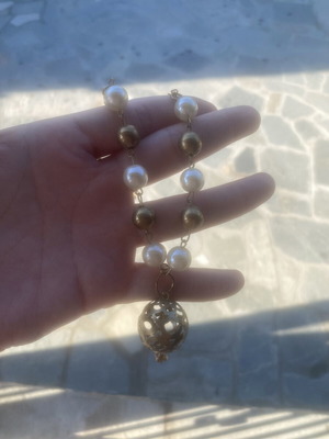 Women's necklace long with stones, new, gold color