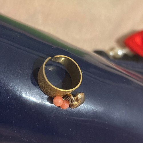 Chevalie ring used with pink beads and heart charm