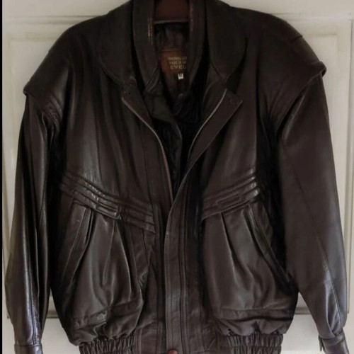 Leather men's jacket used, brown, size M