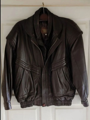 Leather men's jacket used, brown, size M