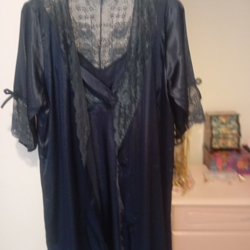 Abysse satin lingerie set like new, dark blue