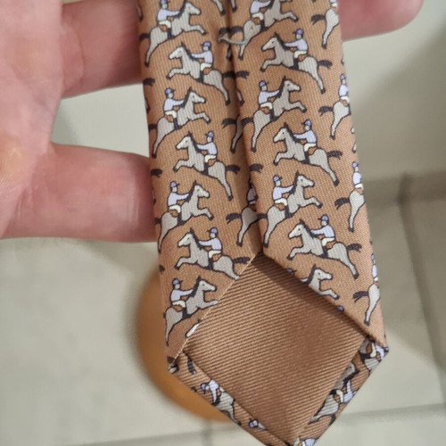 Hermes vintage silk brown tie