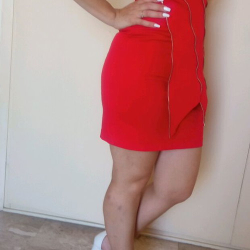 Mini strapless red dress with decorative zippers size S like new