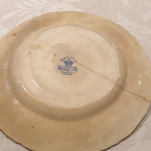 Plate English porcelain Mason's used, blue landscape