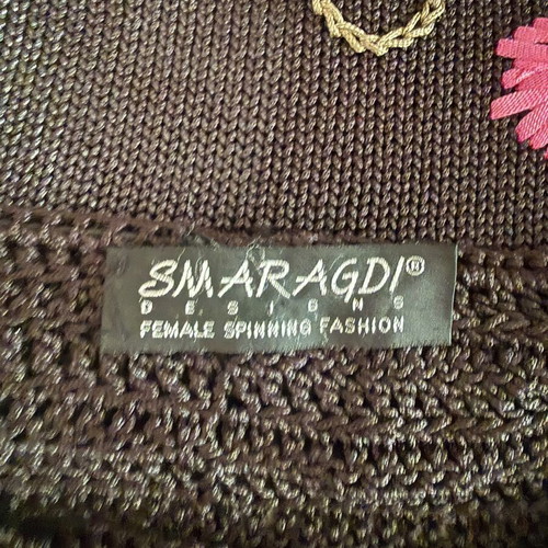 Smaragdi handmade knitted set with embroidered one-shoulder top and straight skirt