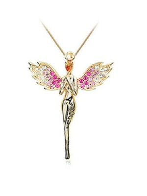 Angel Necklace with Pink and White Strass like new