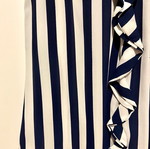 Sweet Miss women's blouse new, white-blue striped with ruffle and pocket