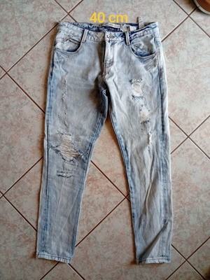 Zara denim pants like new, size EU 36, blue, distressed