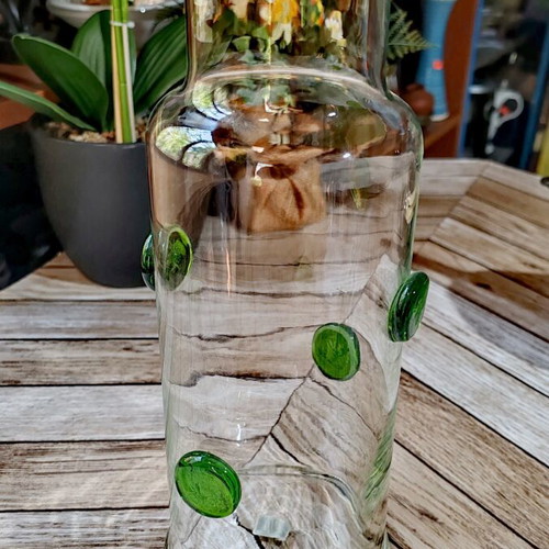 Retro vase with embossed green drops, IKEA
