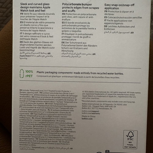 Belkin ScreenForce TemperedCurve 2-in-1 Screen Protector and Bumper for Apple Watch
