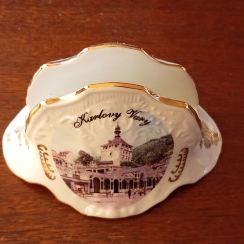 Vintage porcelain napkin holder like new, Karlovy Vary design