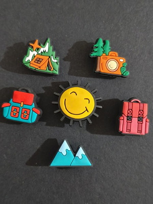 Crocs charms pins jibbitz set like new camping and hiking