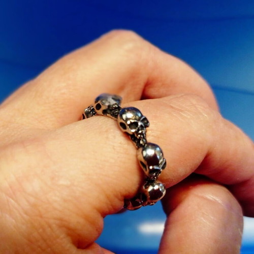 Gothic ring with skulls stainless steel, like new