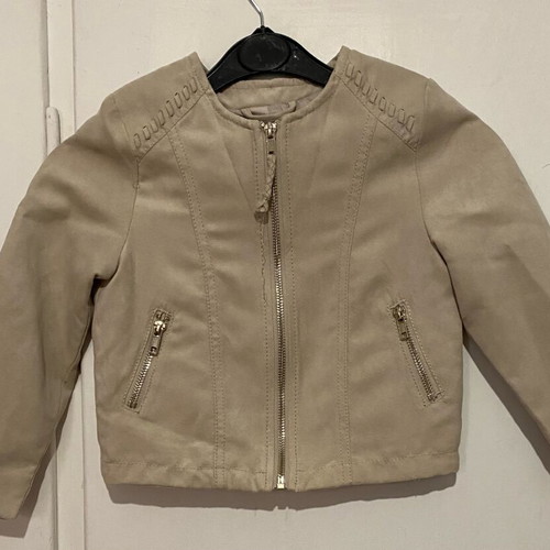 Kids bomber H&M like new, zip, suede fabric, grey and beige