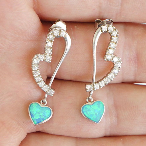 Silver 925 earrings with natural opal stone like new
