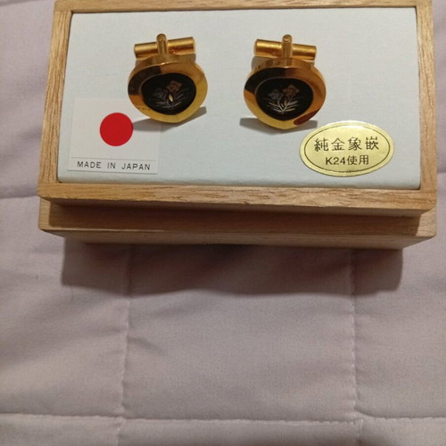 Cufflinks collectible Japan 24 karat gold plated new