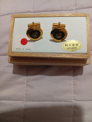 Cufflinks collectible Japan 24 karat gold plated new