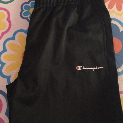 Champion shiny lycra straight pants like new, black, size L