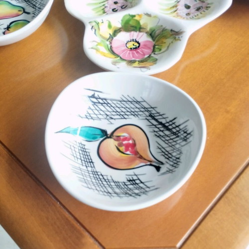 Vintage Italian Majolica Ceramic Serving Set 5 Pieces like new