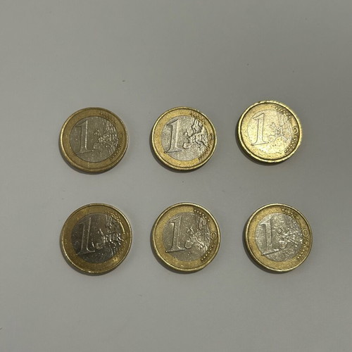 Collectible 1 Euro Coins used, pack of 6