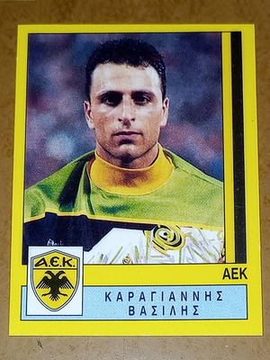 Αυτοκόλλητο ΑΕΚ Ποδοσφαιρο 95 Panini Νο 21 Βασίλης Καραγιάννης καινούργιο