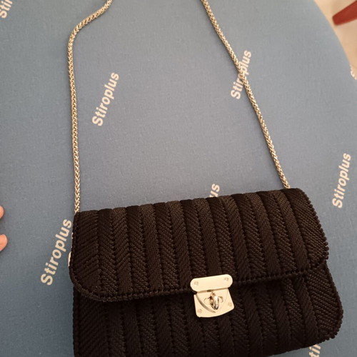 Handmade knitted shoulder bag black new