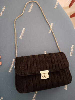 Handmade knitted shoulder bag black new