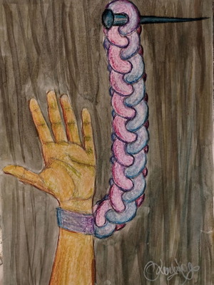 Desmios tou TIPOTA mixed media artwork like new on cardboard