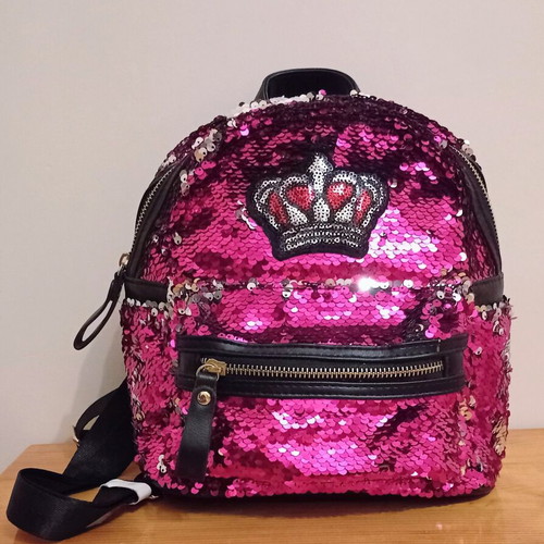 Backpack with color-changing sequins, new, pink and silver