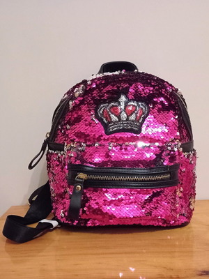 Backpack with color-changing sequins, new, pink and silver