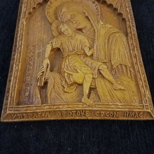 Panagia Axion Esti wax icon like new 12.5cm - 14.5cm