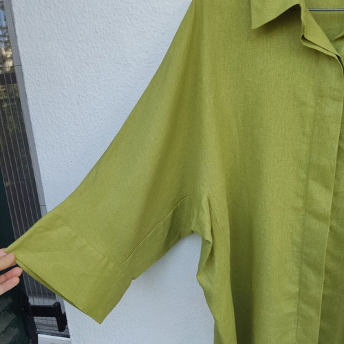 Zara linen green oversized boxy shirt like new Medium