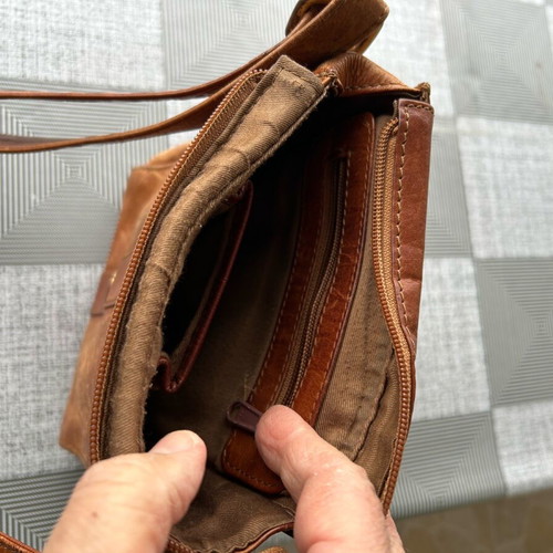 RCM leather shoulder bag used, brown