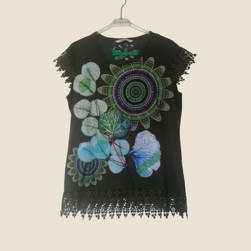 Desigual women's summer blouse with embroidery, M-L