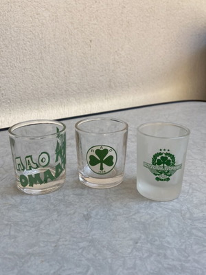 Panathinaikos Shot Glasses Set of 3 Like New