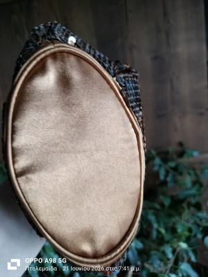 Pouch like new, gold copper with ribbon and sequins