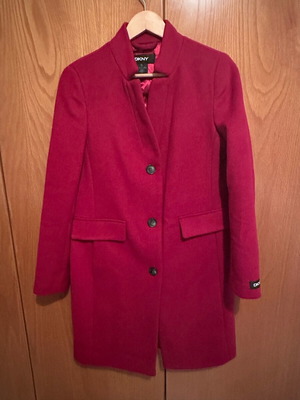 DKNY red coat size XS like new with buttons