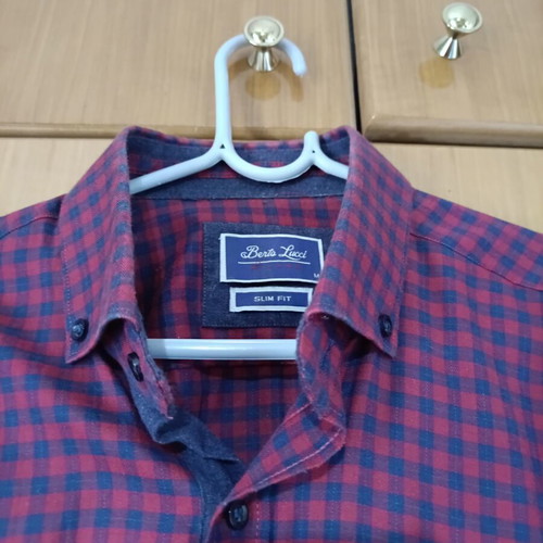 Berto Lucci checked shirt used, medium size, red-blue
