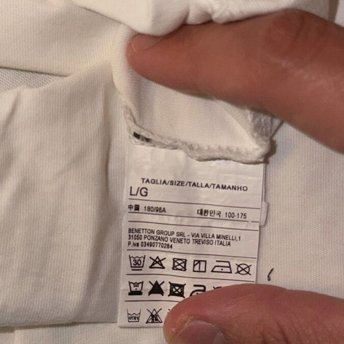 Benetton short-sleeve white shirt like new, size L