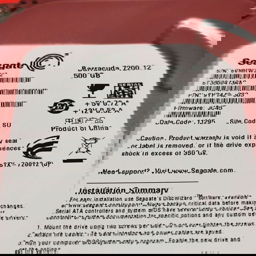 Seagate Barracuda 500GB HDD σκληρός δίσκος 3.5" SATA III 7200rpm σαν καινούργιο