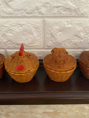 Animal ornaments set of 4, natural bamboo, handcrafted