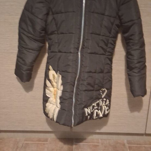 Girls' winter padded jacket, size 10, black