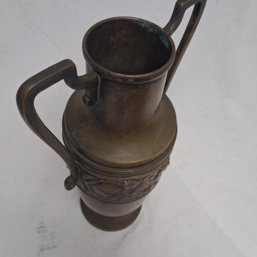 Lenk Austria Art Nouveau Bronze Silver-Plated Brass Vase used, 34 cm
