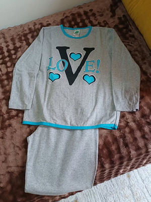 Women's pajama size M like new, gray with turquoise details