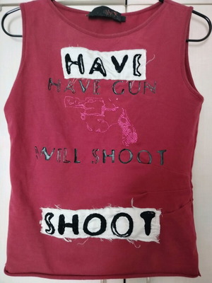 Andy Warhol shirt used, red sleeveless with embroidery