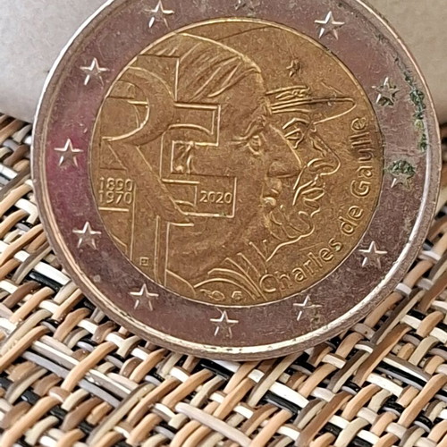 Commemorative 2 Euro France used for Charles de Gaulle 2020