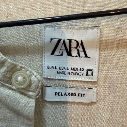 Linen beige Zara shirt used, size L