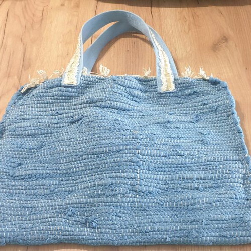 Handmade blue shoulder beach bag custom order