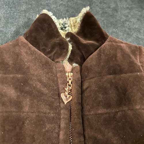 Sugarfree sleeveless jacket brown velour winter 116cm like new